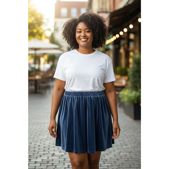 Hot Topic Skirt Women 2X(18-20) Velvet Velour Mini Skater Blue Punk Goth Grunge - Picture 1 of 7